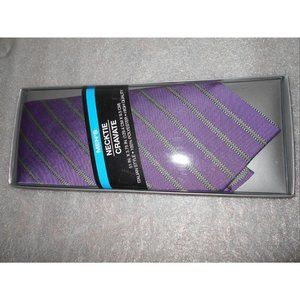 New Mens Tie Purple Gray Stripes 51 length  in Wide Polyester Italian Style